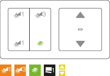 A | KNX radio button, 2gang on universal touch dimmer, <br />2gang KNX radio blind button on blind insert comfort